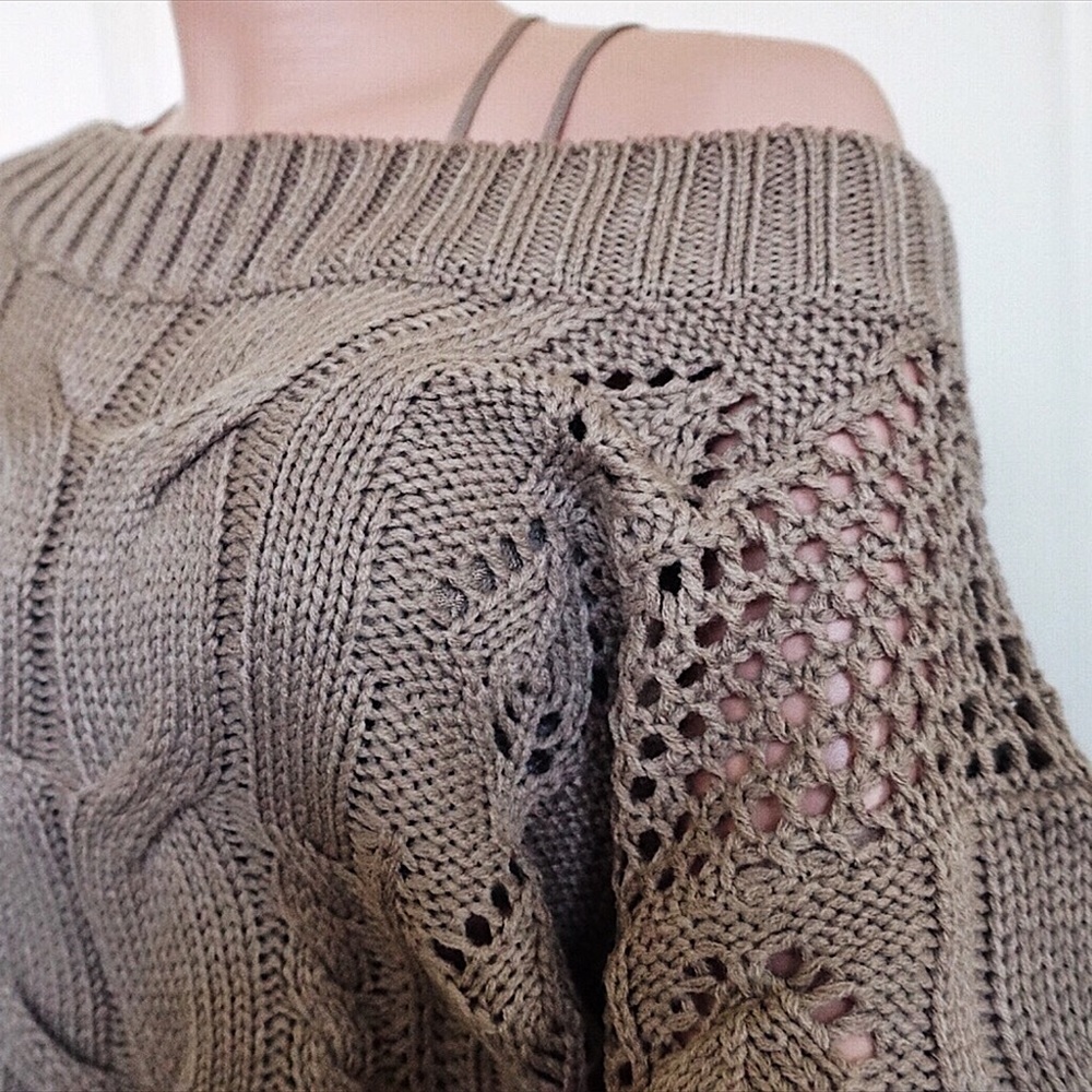 ❤️ LAST ONE! Mocha Loose Knit Oversized Sweater - Picture 4 of 7